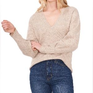 1.State V-Neck Sweater - Large in Oatmeal